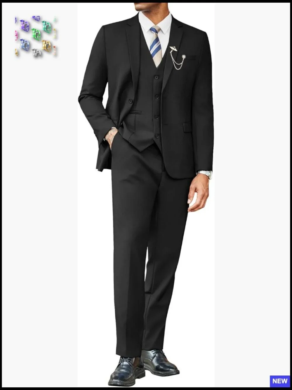 Classic Fit Three Piece Suit Set Elegant Wedding Business Formal Wear